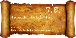 Telegdy Borbála névjegykártya